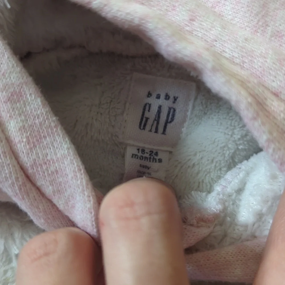 Baby Gap Pink & White Fuzzie Soft Hooded Sweatshirt & Joggers Set Size 18-24 M
